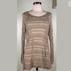 Soft Surroundings Long sleeve Top XS crochet Tan